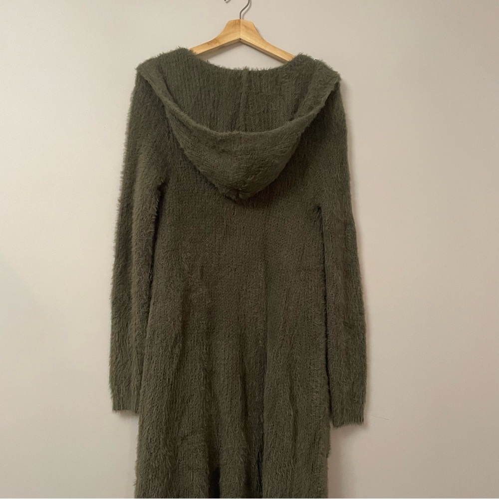 Belle Du Jour Olive Green Plush Open-Front Cardigan